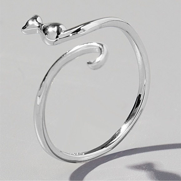 Cat Shape 925 Sterling Silver Ring - Picture 3 of 5